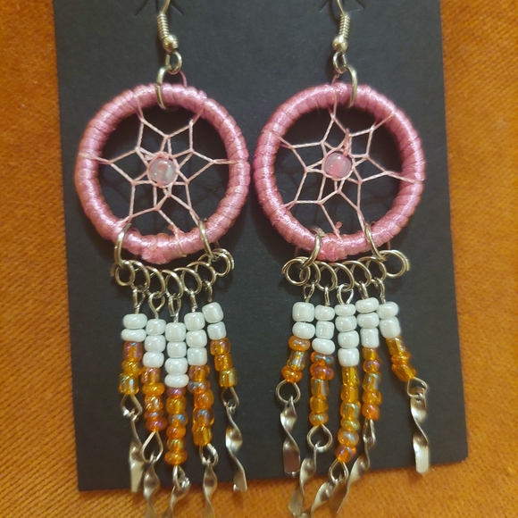 Handmade Navajo Dream Catcher Earrings - Picture 2 of 2